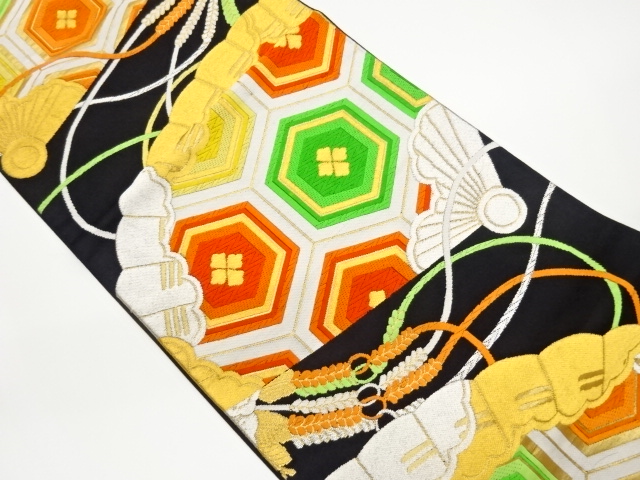 JAPANESE FUKURO OBI / WOVEN FOLDING FAN PATTERN